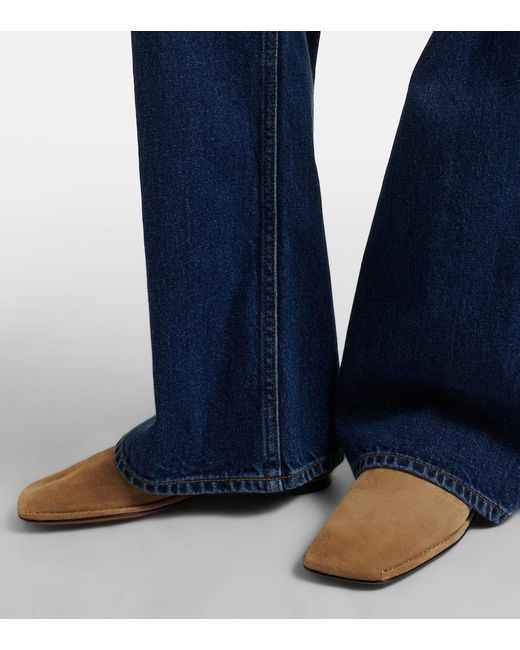 The Row Natural Piper Suede Slides