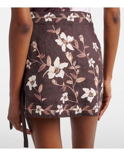 Agua Bendita Brown Luna Floral Linen Beach Cover-Up