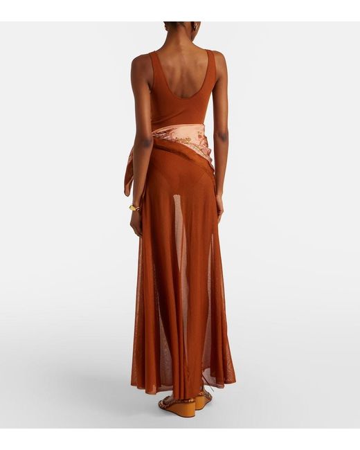 Zimmermann Brown Aster Scarf-Detail Maxi Dress