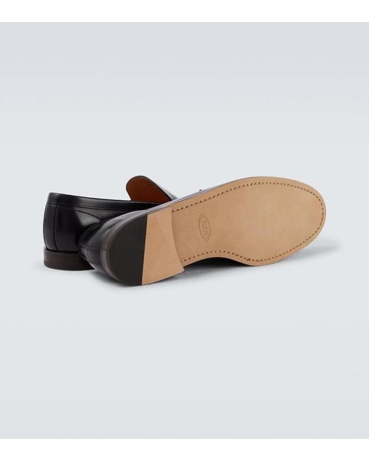 Tod's Black Leather Loafers for men