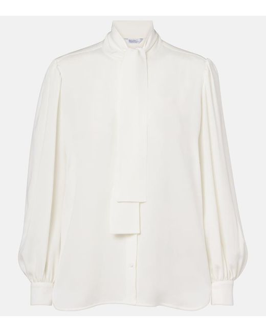 Max Mara White Melania Silk Blouse