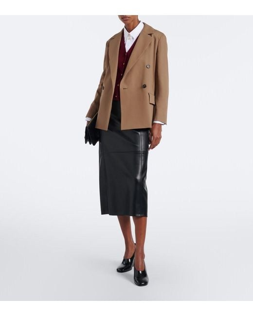 Max Mara Brown Double-Breasted Virgin Wool Blazer