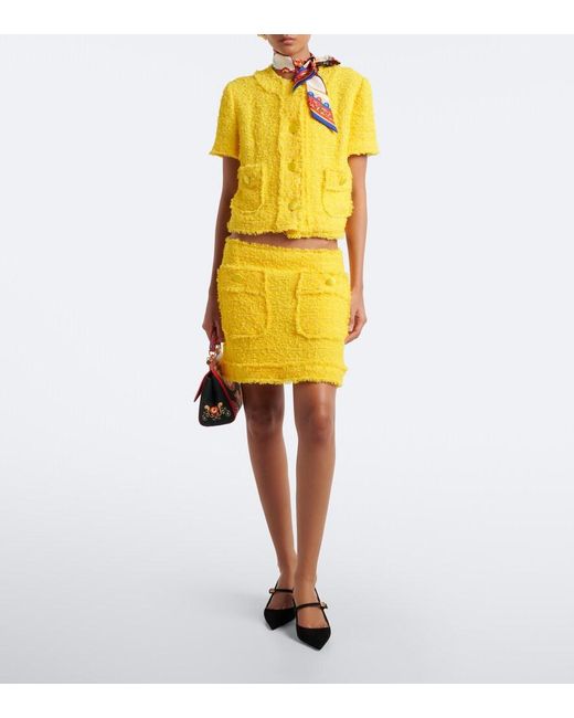 Dolce & Gabbana Yellow Cotton-Blend Boucle Jacket