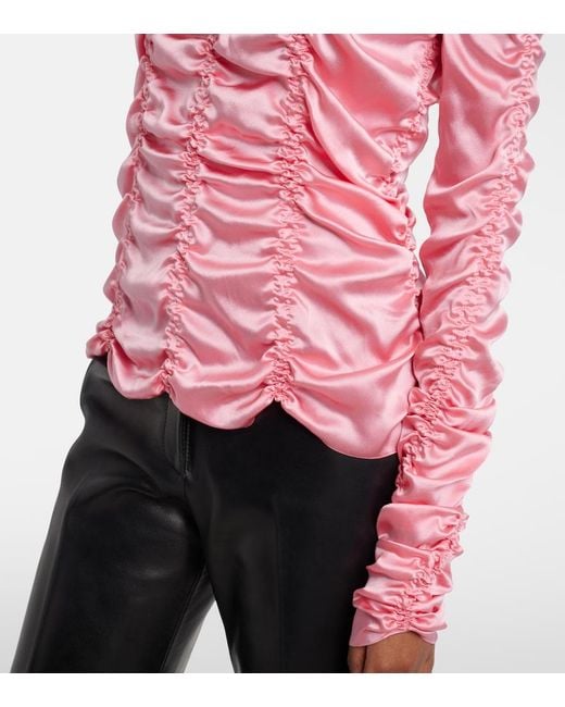 Khaite Pink Rory Ruched Silk Charmeuse Top