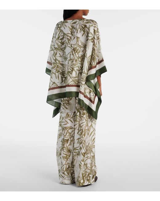 Brunello Cucinelli Green Printed Silk Kaftan