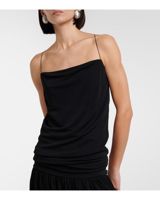 Jacquemus Black Abiha Gathered Jersey Midi Dress