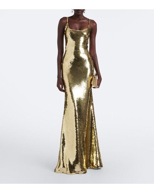 David Koma Metallic Sequined Gown
