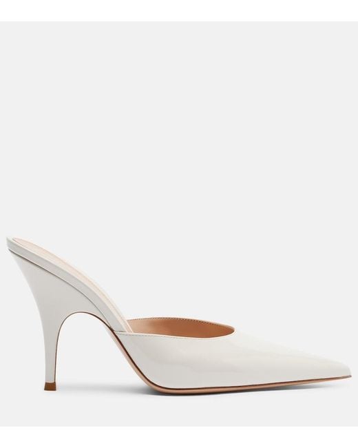 Gianvito Rossi White Patent Leather Mules