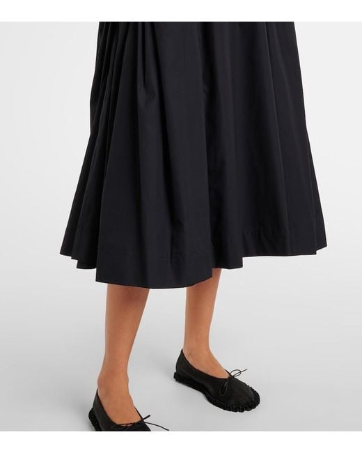 Simone Rocha Black Puff-Sleeve Cotton Poplin Midi Dress