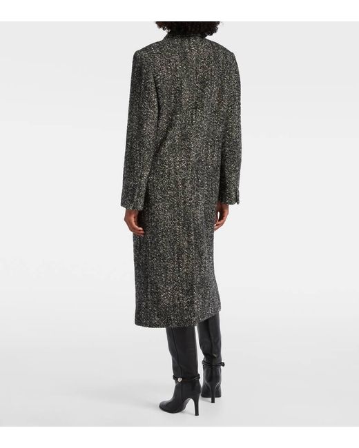 Isabel Marant Black Ebyane Chevron Wool-Blend Tweed Coat