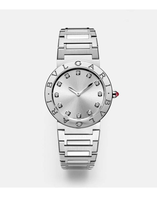 BVLGARI Metallic Uhr Lady Mit Diamanten Und Rubellit