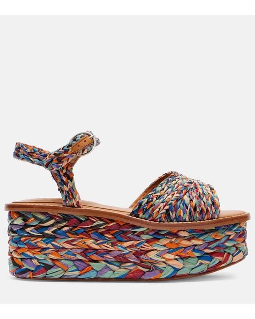 Robert Clergerie Brown Arty Raffia Platform Sandals