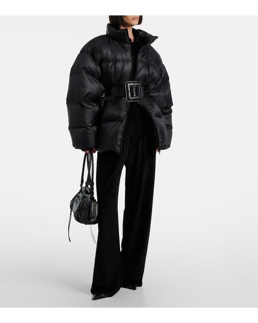 Balenciaga Black Hourglass Belted Down Jacket