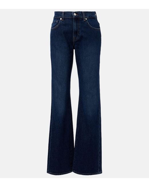 7 For All Mankind Blue High-Rise Straight Jeans Tess