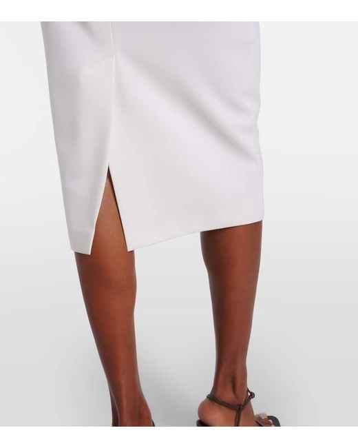 Max Mara White Otre Wool Midi Skirt