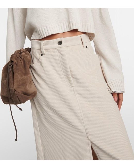 Brunello Cucinelli Natural Cotton Corduroy Maxi Skirt