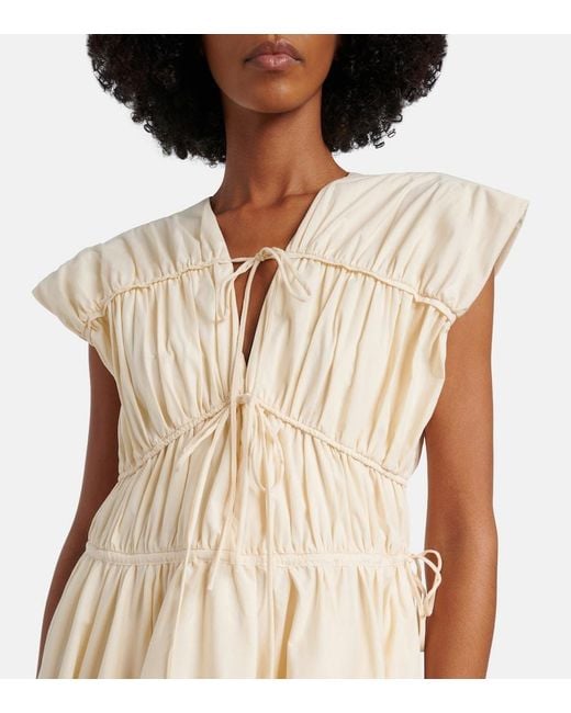 TOVE Natural Ceres Gathered Cotton Midi Dress
