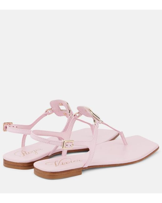 Roger Vivier Pink Viv' By The Sea Leather Thong Sandals