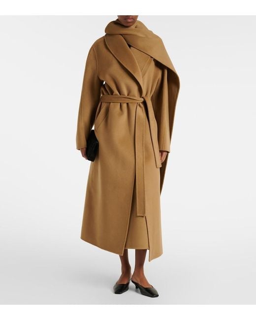 Rohe Natural Scarf-Detail Wool And Cashmere Wrap Coat