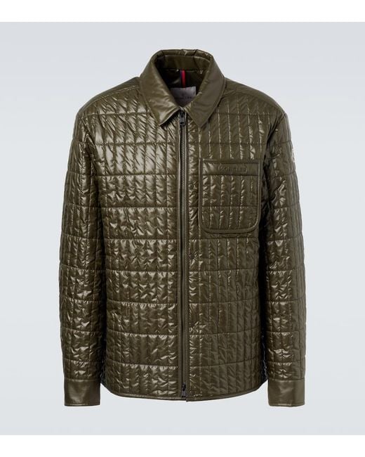 Moncler Green Madiere Padded Quilted Shirt Jacket for men