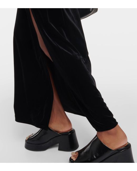 Ganni Black Women's Velvet Small Bow Maxi-skirt 12