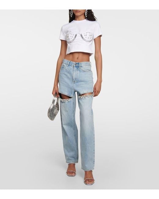 Camiseta De Jersey Con Logo Y Cristales Area de color White