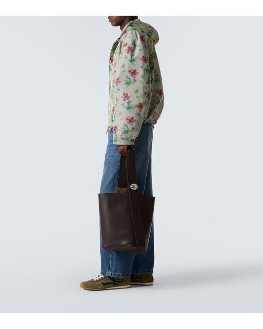 Loewe White Pebble Large Leather Bucket Bag for men