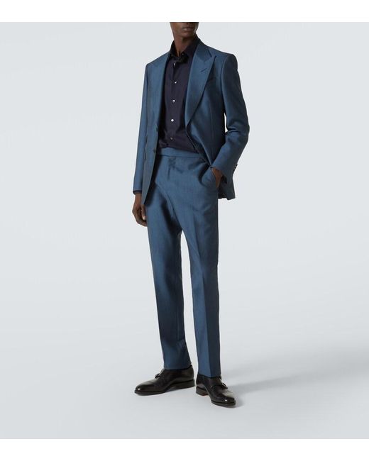 Zegna Blue Cotton-Blend Shirt for men