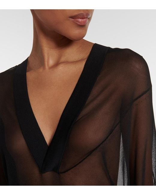Body Con Capucha Transparente Alaïa de color Black