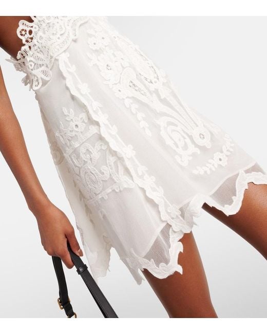 【送料&関税込】Isabel Marant White Ramie Minidress Orfra embellished silk-blend minidress in white - Isabel