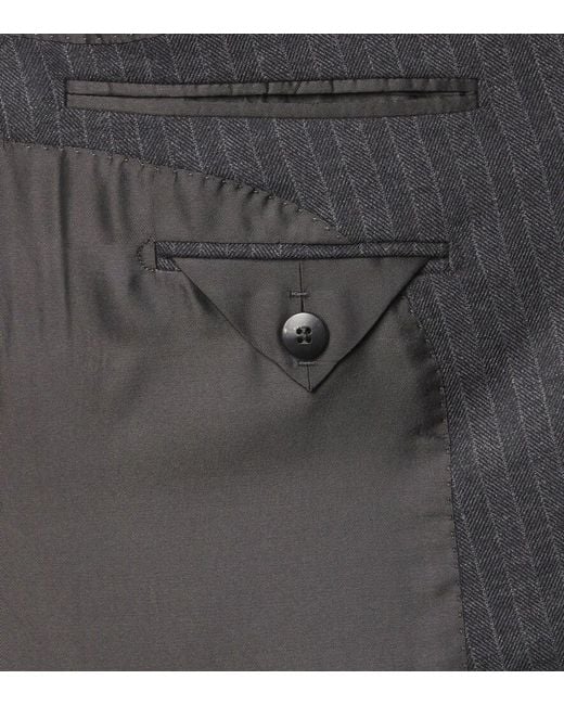 Tom Ford Black Herringbone Wool Blazer for men