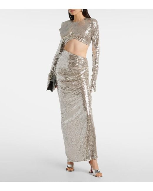 Maticevski White Cropped-Top Mit Pailletten