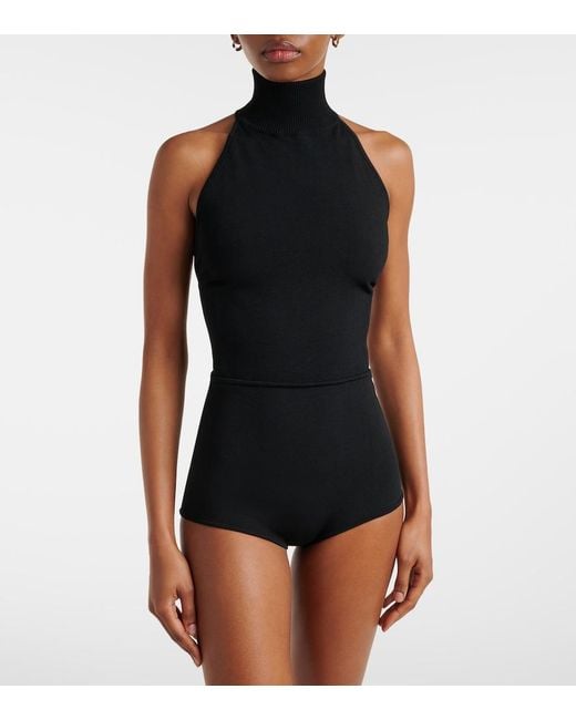 Max Mara Black Apogeo Knitted Turtleneck Bodysuit