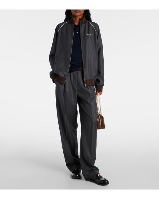 Miu Miu Black Blouson Aus Schurwolle