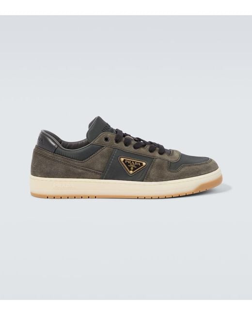 Prada Sneakers Aus Veloursleder Mit Re-Nylon in Brown für Herren