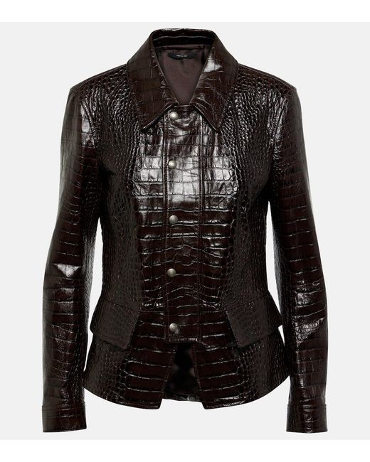 Tom Ford Black Croc-effect Leather Jacket