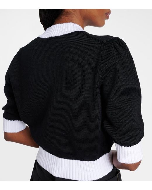 Prada Black Logo-Embroidered Cropped Cotton Cardigan