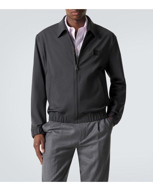 Dolce & Gabbana Gray Logo-Appliquéd Wool-Blend Jacket for men
