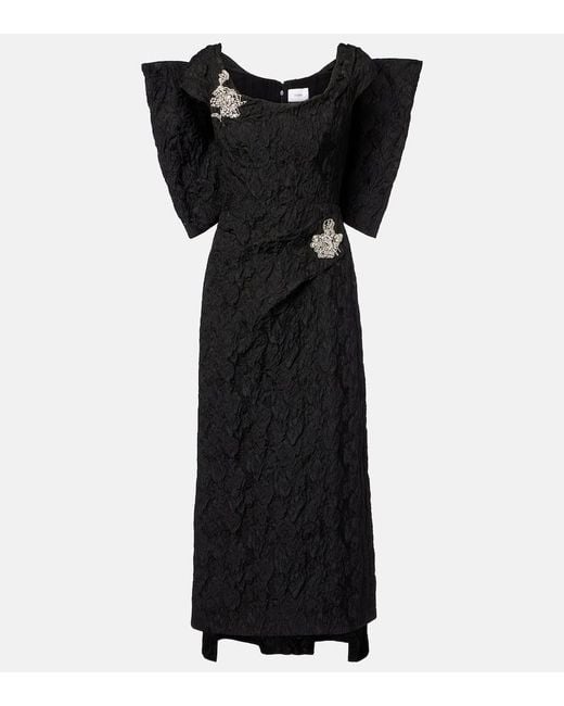 Robe Longue Brodee En Jacquard Erdem en coloris Black