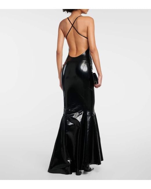 Vestido largo de charol sintetico Norma Kamali de color Black