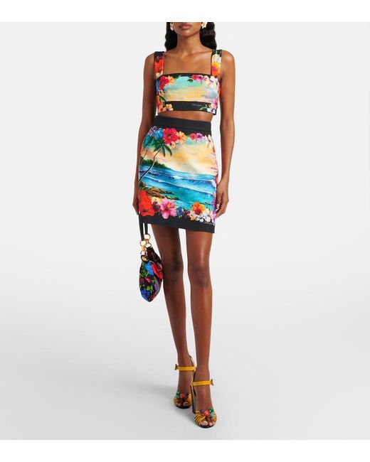 Dolce & Gabbana Multicolor Printed Crop Top