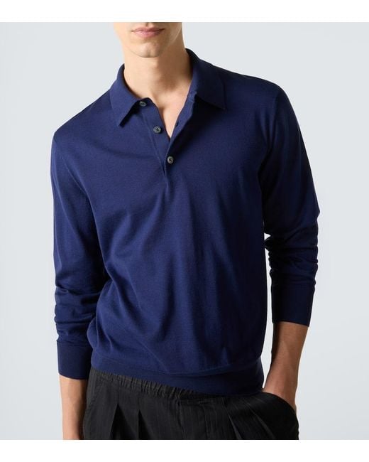 Tom Ford Blue Cotton Polo Sweater for men