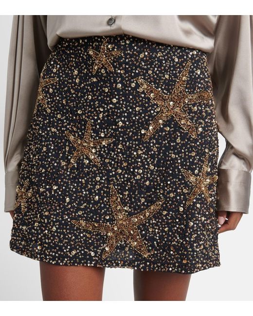Rixo Black Minna Sequined Miniskirt