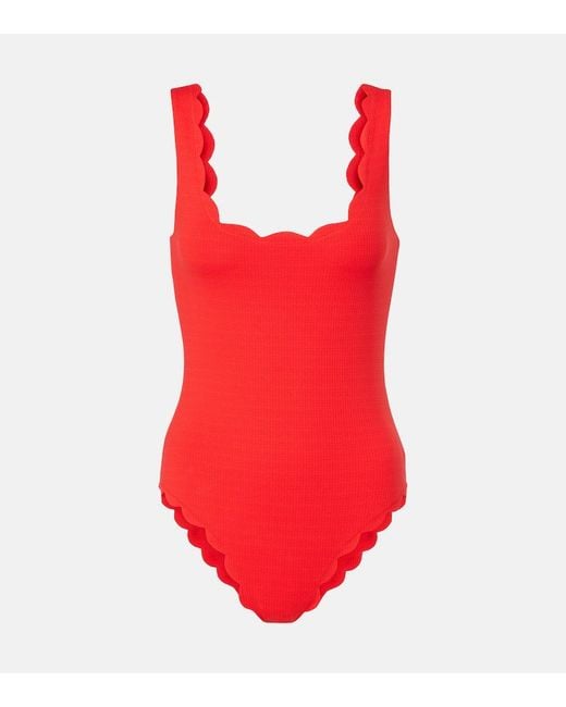 Marysia Swim Red Scalloped Swimsuit