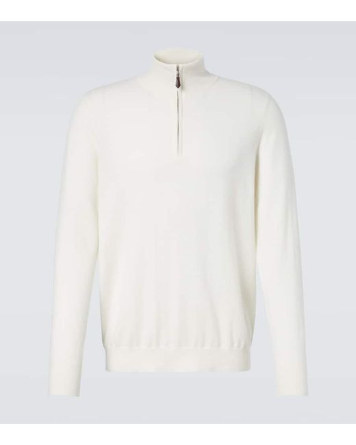 arch4 White Mr Fenchurch Cashmere Half-Zip Sweater for men