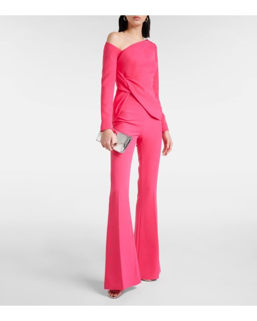 Pantalon evase Halluana a taille haute Safiyaa en coloris Pink