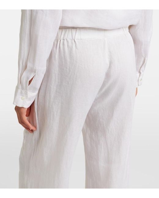 Velvet White Stephanie Linen Wide-Leg Pants
