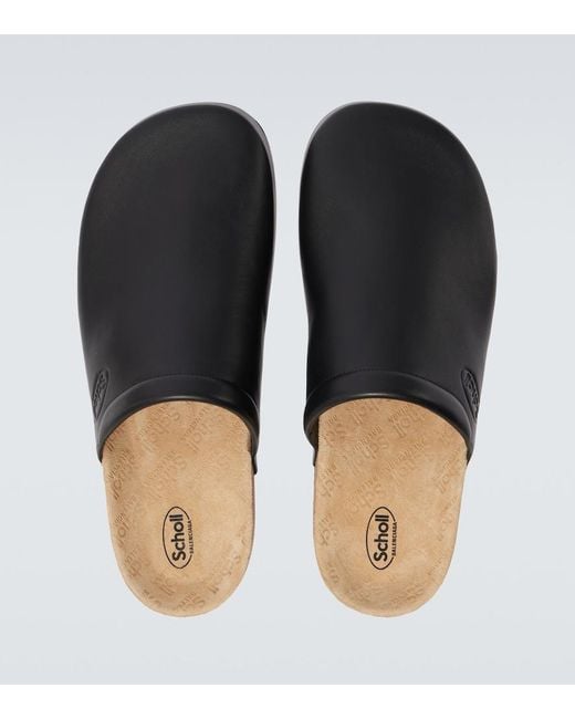Balenciaga Black X Scholl Leather Mules for men
