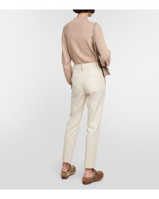 Brunello Cucinelli Natural Cotton-Blend Slim Pants
