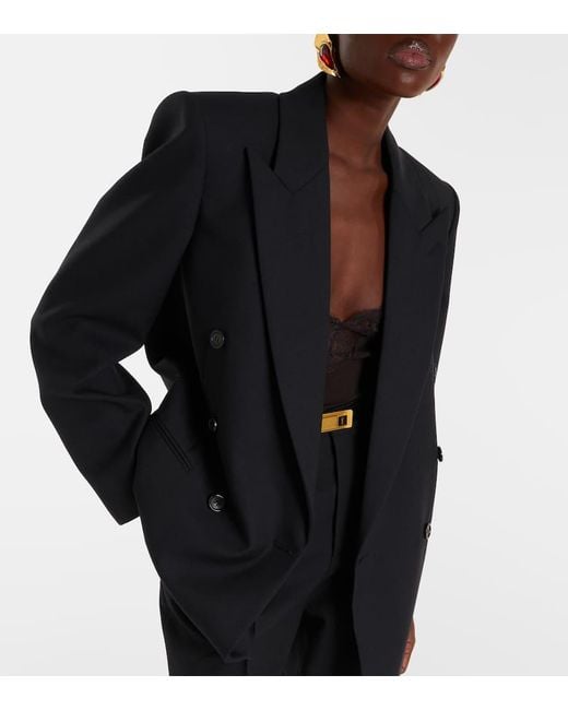 Blazer Cruzado De Lana Saint Laurent de color Black